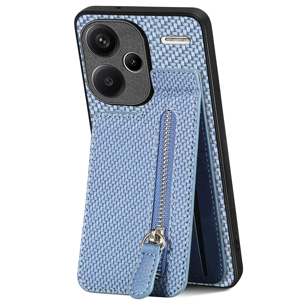 C1-03 For Xiaomi Redmi Note 13 Pro+ 5G Case Zipper Pocket Vertical Kickstand Carbon Fiber Phone Cover C1-03 For Xiaomi Redmi Note 13 Pro+ 5G Case Zipper Pocket Vertical Kickstand Carbon Fiber Phone Cover